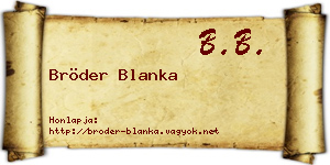 Bröder Blanka névjegykártya